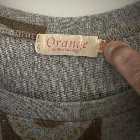 Orange Fashion Village Geometric Print Long Sleeve Tunic Top S/M - Picture 4 of 12